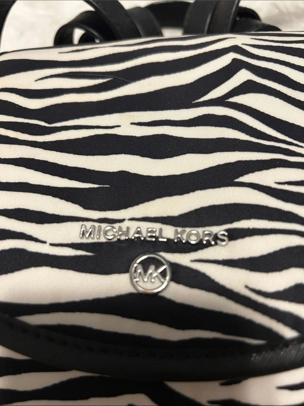 Michael Kors Black and White Zebra-Print Backpack